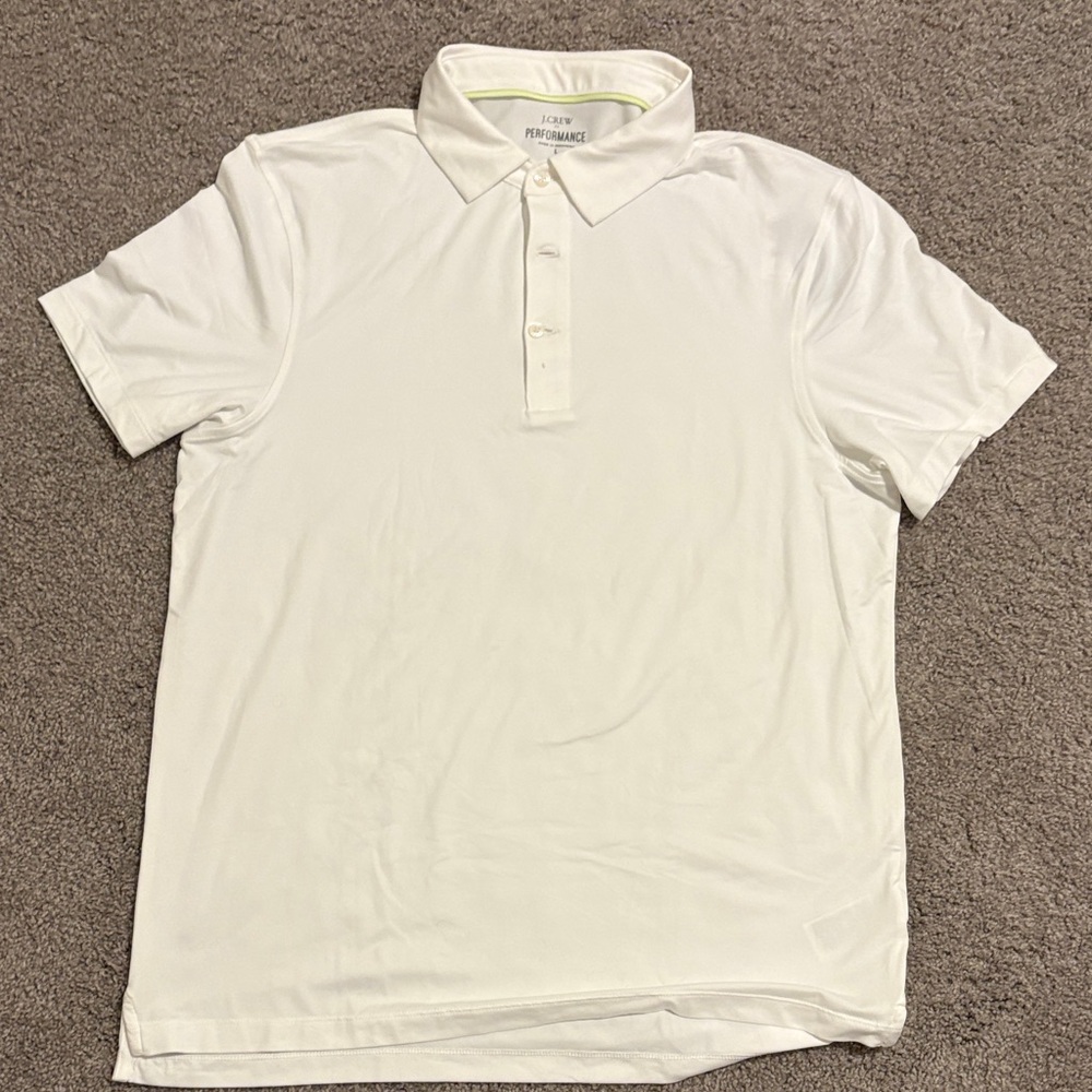 J crew Men's White Polo Shirt performance Large